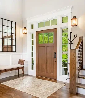 wood entry door with sidelights